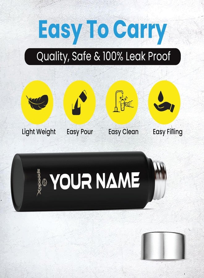 Speedex Stainless Steel Custom Black Water Bottle 1 Ltr with Steel Cap - Leak-Proof, Lightweight, Durable | For Kids, Adults, Office, School, and Travel Use (1000 ml) (Custom, Black) - Image 4